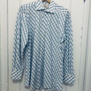 Light Blue & White Windowpane Dress Shirt